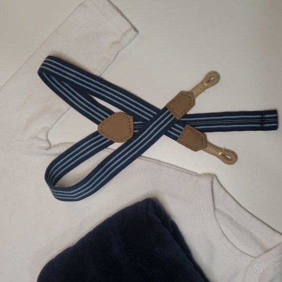 5/$30 CARTER'S Bodysuit + Stretch Suspenders + Fleece Plush Vest Zip Up - Picture 3 of 4